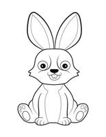 AI generated Coloring painting for kids with a rabbit black and white vector drawing