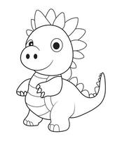 AI generated Dinosaur line art for coloring book page vector