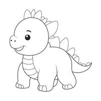 AI generated Dinosaur line art for coloring book page vector