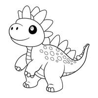 AI generated Dinosaur line art for coloring book page vector