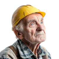 AI generated Portrait of a worker old man isolated on transparent background png