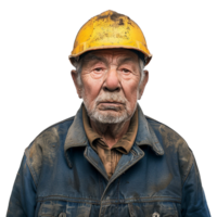 AI generated Portrait of a worker old man isolated on transparent background png