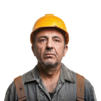 ai généré portrait de une ouvrier homme isolé sur transparent Contexte png