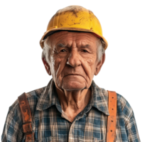 AI generated Portrait of a worker old man isolated on transparent background png