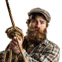 AI generated Man with beard and a long rope isolated on transparent background png