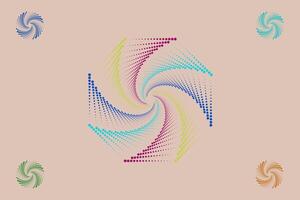 Halftone circular spiral logo set. Circular dotted isolated on the white background. vector