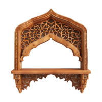 AI generated Magnificent and useful islamic themed wall shelf isolated on transparent background png