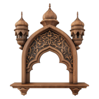 AI generated Magnificent and useful islamic themed wall shelf isolated on transparent background png