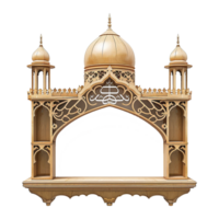 AI generated Magnificent and useful islamic themed wall shelf isolated on transparent background png