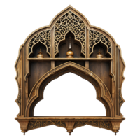 AI generated Magnificent and useful islamic themed wall shelf isolated on transparent background png