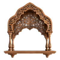 AI generated Magnificent and useful islamic themed wall shelf isolated on transparent background png