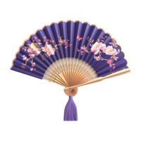AI generated Chinese hand fan isolated on transparent background png