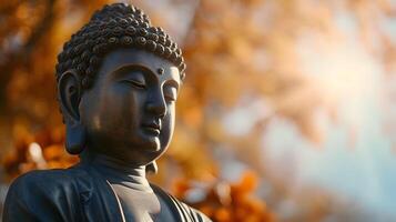 AI generated Closeup view of Zen Buddha statue photo