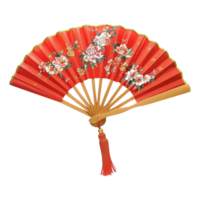 AI generated Chinese hand fan isolated on transparent background png