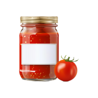 AI generated Tomato sauce jar with white label isolated on transparent background png