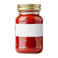 AI generated Tomato sauce jar with white label isolated on transparent background png