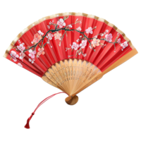 AI generated Chinese hand fan isolated on transparent background png