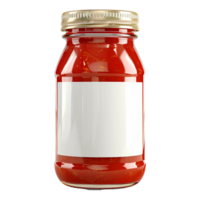 ai généré tomate sauce pot avec blanc étiquette isolé sur transparent Contexte png