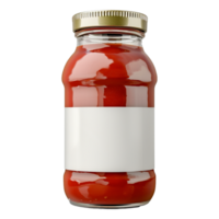 AI generated Tomato sauce jar with white label isolated on transparent background png