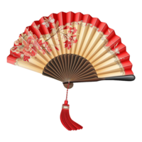 AI generated Chinese hand fan isolated on transparent background png