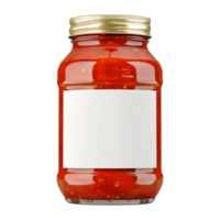 ai généré tomate sauce pot avec blanc étiquette isolé sur transparent Contexte png