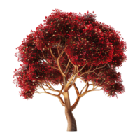 AI generated Red tree isolated on transparent background png