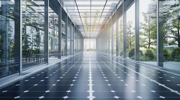 AI generated Energy-Efficient Features, energy-efficient features such as smart lighting systems, solar panels and sustainable materials, background image, generative AI photo