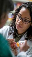 AI generated Medication Administration, nurse practitioner administering medication to a patient, background image, generative AI photo