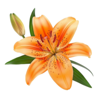 ai généré Orange lis fleur isolé sur transparent Contexte png