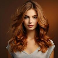 AI generated Sunkissed Curls - Warm Portrait of a Woman photo