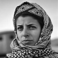 AI generated Palestinian Pride - Portrait in Keffiyeh photo