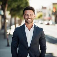 AI generated Suave Businessman in the City photo