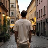 AI generated Casual Style - Man in Off-White T-Shirt Enjoying the City photo