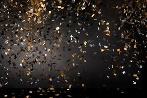 AI generated Ribbons and confetti rains down, adding excitement to the celebratory occasion with copy space photo