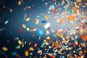 AI generated Ribbons and confetti rains down, adding excitement to the celebratory occasion with copy space photo