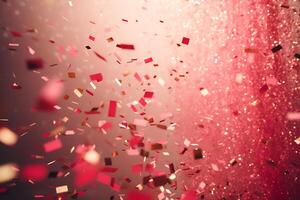 AI generated Ribbons and confetti rains down, adding excitement to the celebratory occasion with copy space photo