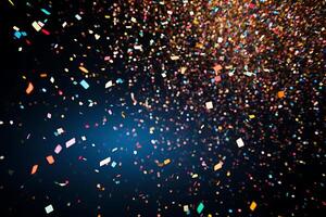 AI generated Ribbons and confetti rains down, adding excitement to the celebratory occasion with copy space photo