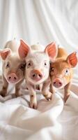 AI generated Playful Piglets, a litter of playful piglets frolicking on a white backdrop, background image, generative AI photo