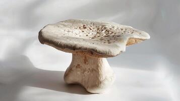 AI generated Biodegradable Stool with Organic Shape, A unique stool crafted from a composite material made from recycled agricultural waste and molded into a mushroom-like shape, generative AI photo