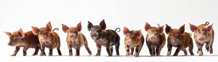 AI generated Playful Piglets, a litter of playful piglets frolicking on a white backdrop, background image, generative AI photo