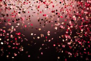 AI generated Ribbons and confetti rains down, adding excitement to the celebratory occasion with copy space photo