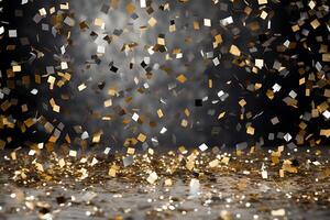 AI generated Ribbons and confetti rains down, adding excitement to the celebratory occasion with copy space photo