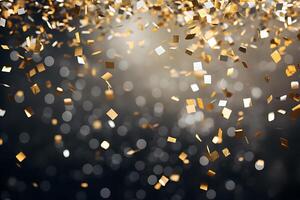 AI generated Ribbons and confetti rains down, adding excitement to the celebratory occasion with copy space photo