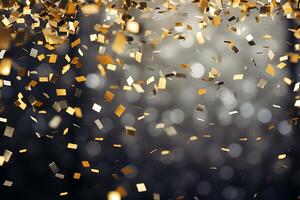 AI generated Ribbons and confetti rains down, adding excitement to the celebratory occasion with copy space photo