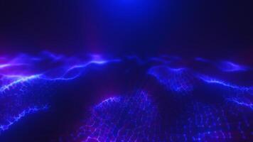 Blue energy magic digital high tech waves with light rays lines and energy particles. Abstract background. Video in high quality 4k, motion design