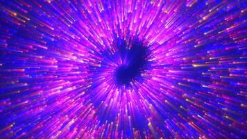 Abstract spiral tunnel of flying glowing magical whirl particles bokeh circles of multicolored purple energy swirl background. Abstract background. Video in high quality 4k, motion design