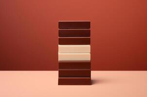 AI generated Three types of chocolate in a stack photo