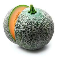 ai generado Cantalupo melón aislado en blanco antecedentes con sombra. rebanada de Cantalupo melón aislado. refrescante melón parte superior vista. Cantalupo plano laico foto