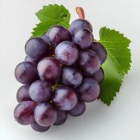 AI generated red grapes isolated on white background with shadow. Grapes isolated. Red grapes top view. Red grapes flat lay photo