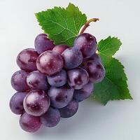 AI generated red grapes isolated on white background with shadow. Grapes isolated. Red grapes top view. Red grapes flat lay photo